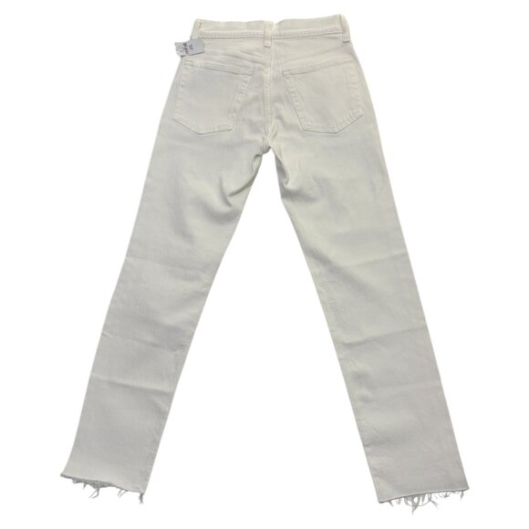 Gap Cheeky Straight High Rise White Denim Jeans 24/00 Petite 5Pocket Raw Hem NWT - Picture 10 of 10